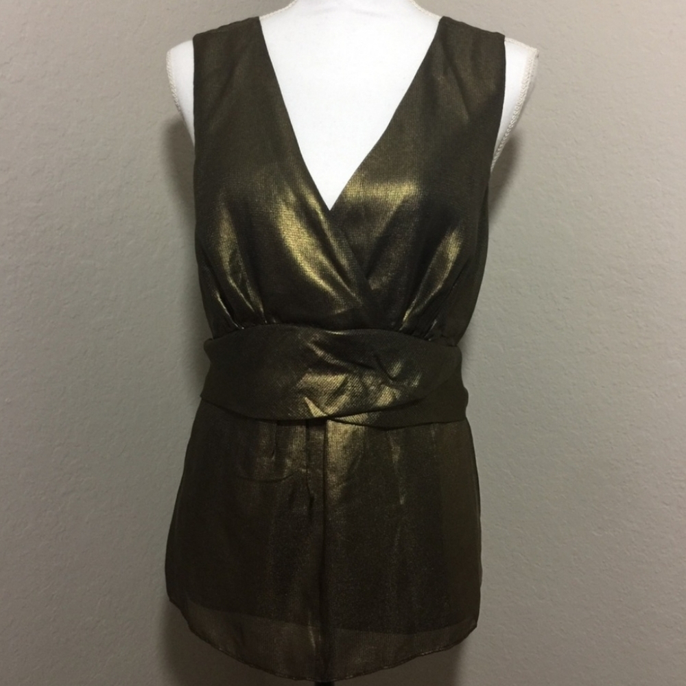 Ann Taylor Olive Green Tie back Top